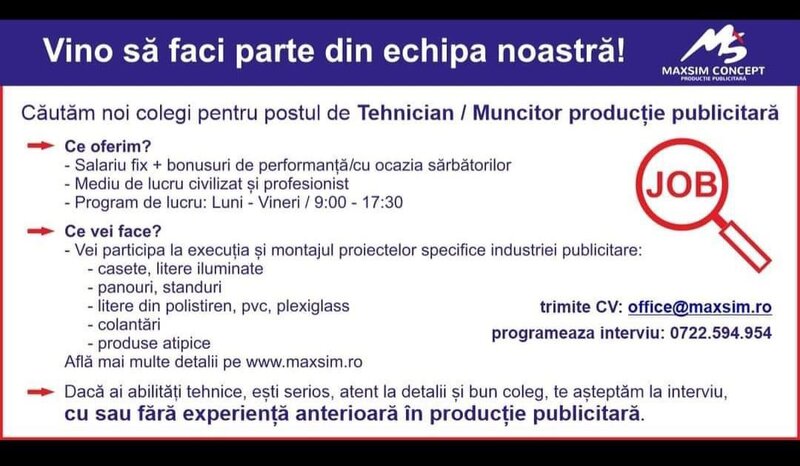 Muncitor in atelier productie publicitara